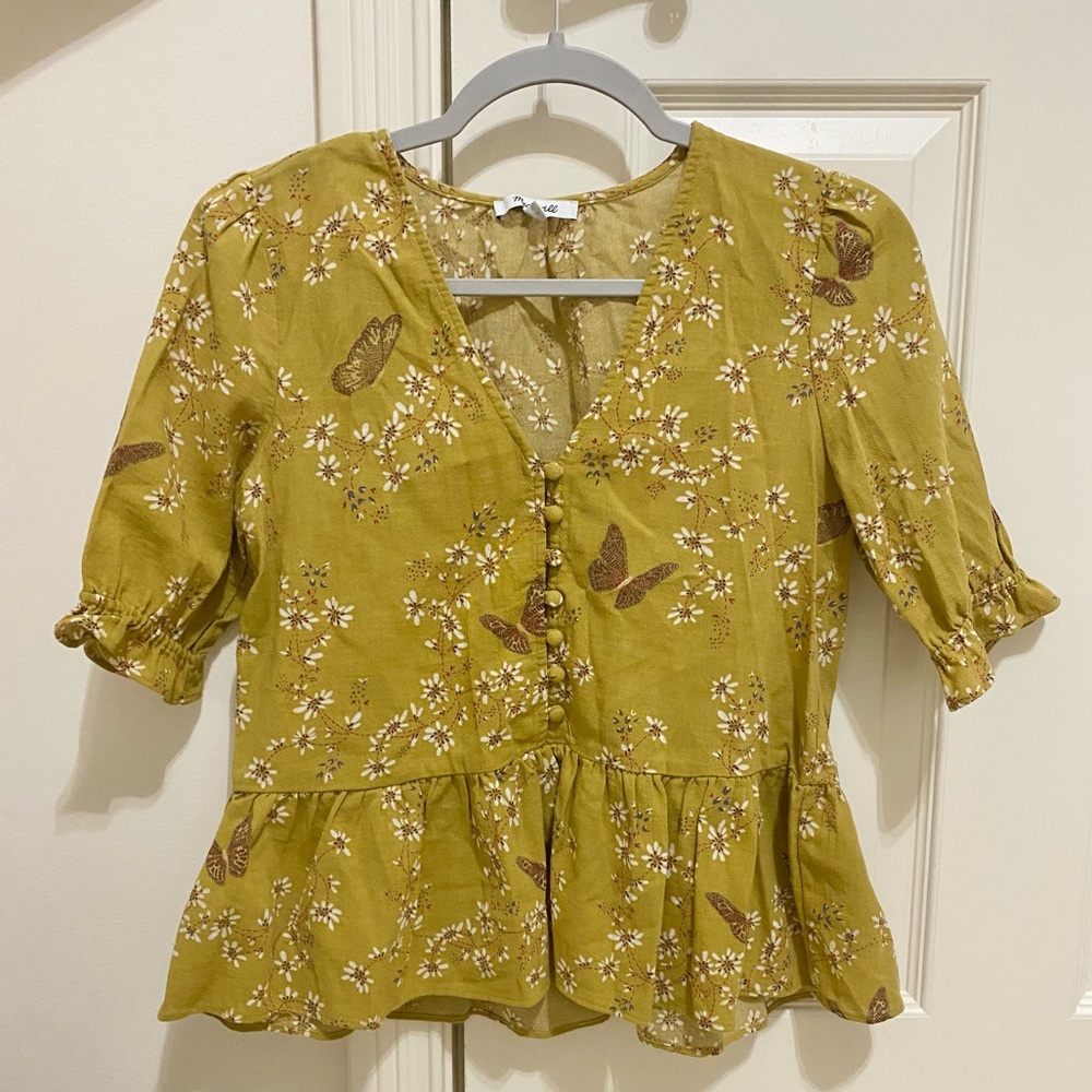 Madewell ruffle sleeve butterfly top
